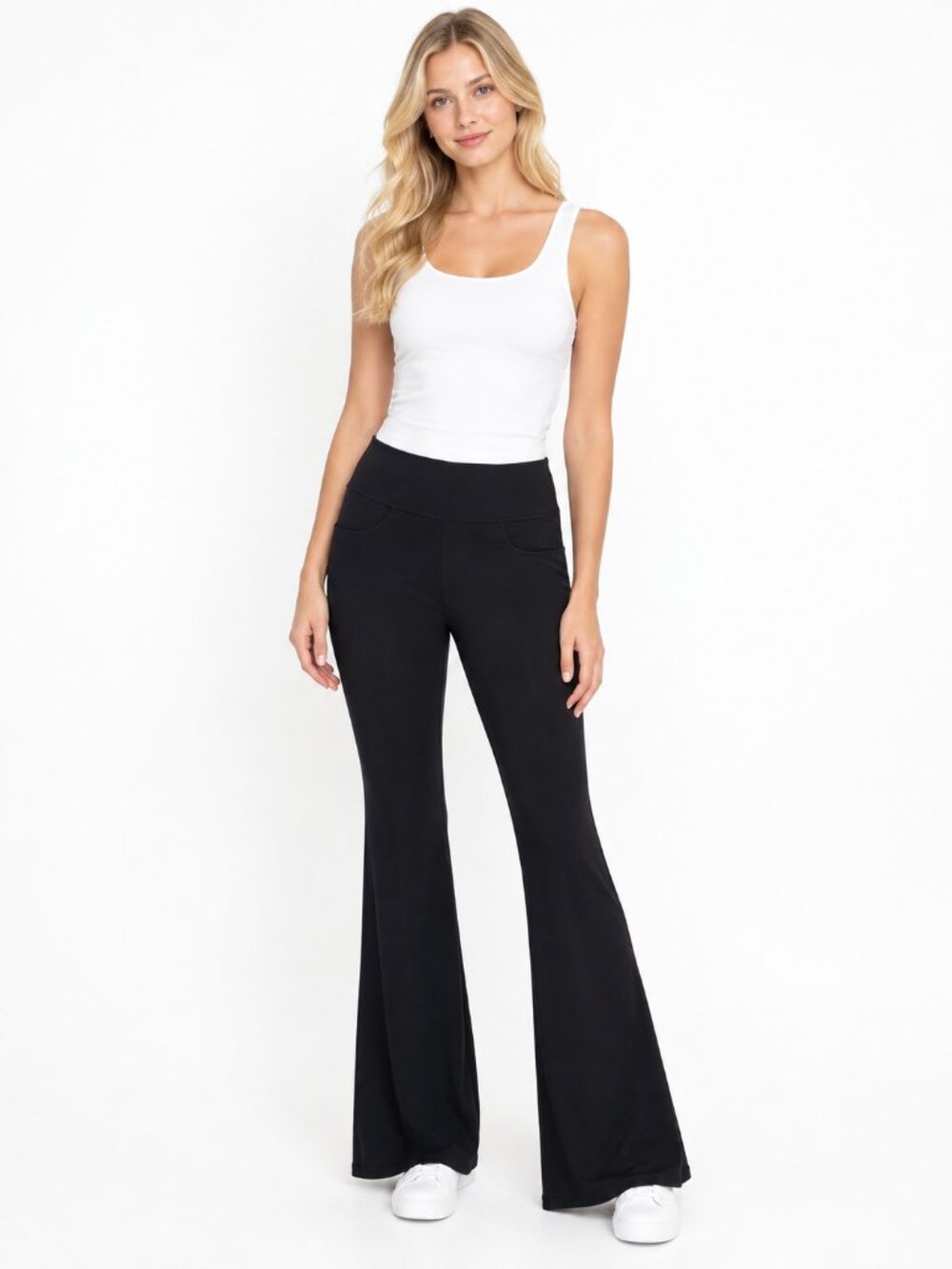 HALARA Petite High Waisted Flare Yoga Pants with Pockets Black XL #A4589